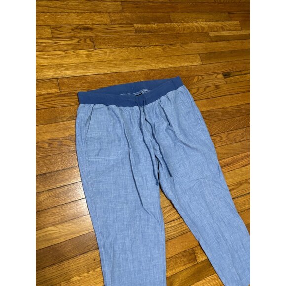 Talbots Womens Casual Pull On Crop Pants 16WP Plus Petite Heathered Blue Cotton - Picture 2 of 5